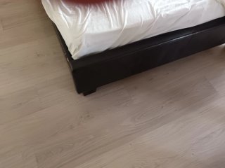 Cama doble cuero marrón