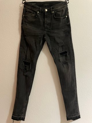 Zara Jeans Negros Rotos Talla 38