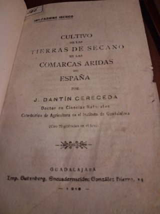 Libro antiguo, CULTIVO DE LAS TIERRAS DE SECANO...