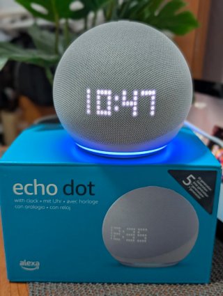 Echo Dot 5ª Gen - Orologio - Altoparlante Alexa - Bianco
