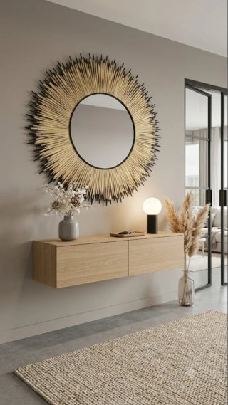 Espejo Sol Beige y Negro XXXL