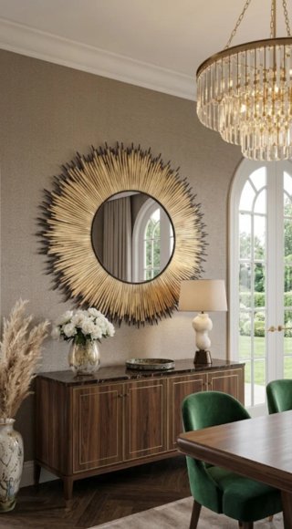 Espejo Sol Beige y Negro XXXL