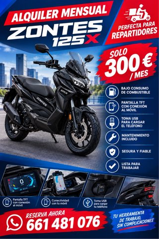 Alquiler Mensual Zontes 125X Scooter
