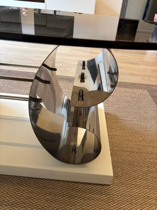 Mesa de centro cristal y metal