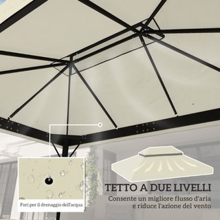 Cubierta para Gazebo de Jardín 3x4 m a 2 Niveles e