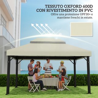 Cubierta para Gazebo de Jardín 3x4 m a 2 Niveles e