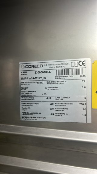 Nevera profesional Coreco AGR-752-PF_R2