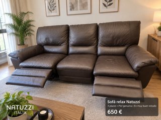 Sofá relax Natuzzi 3 plazas piel