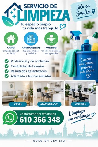 Limpieza de casa, pisos y oficinas .