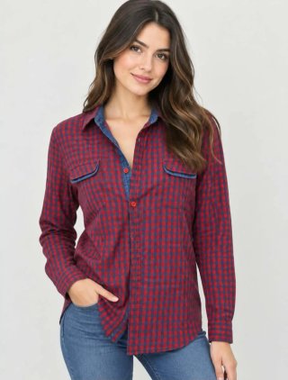 Camisa de cuadros azul y rojo