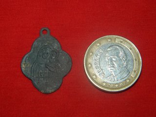 Medalla antigua religiosa Virgen y Niño B.V. DEI