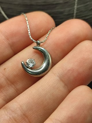 Collar Acero Luna y Circonita
