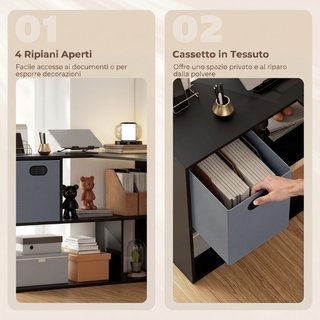 Escritorio Esquinero Moderno con Estante y Cajón d