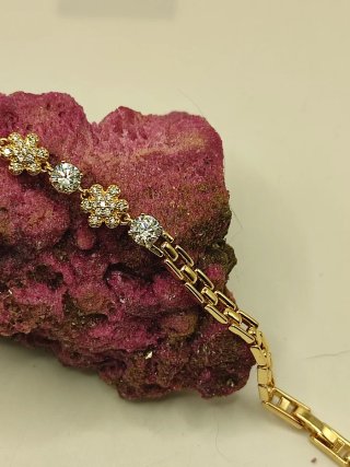 Pulsera Xuping Flores Circonitas Oro 14k