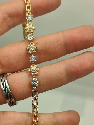 Pulsera Xuping Flores Circonitas Oro 14k