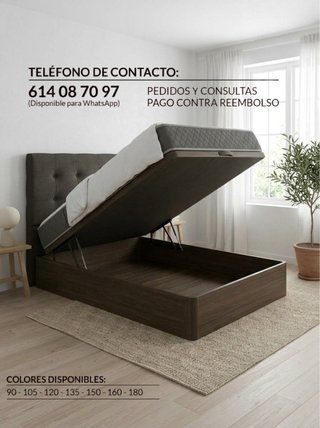 Canapé abatible madera + Colchón viscoelástico