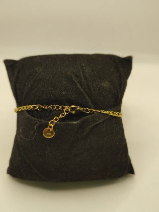 Pulsera Rosario Xuping Acero Dorado Virgen Cruz