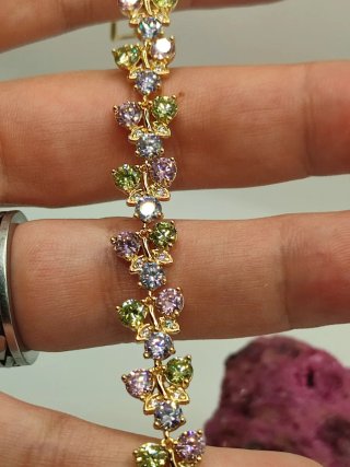 Pulsera Xuping Flores Circonitas Oro 14k