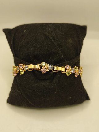 Pulsera Xuping Flores Circonitas Oro 14k