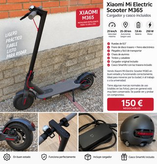 Xiaomi Mi Electric Scooter M365 + Casco