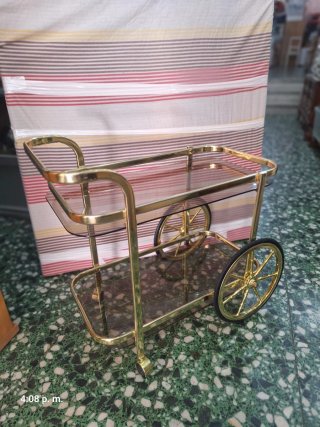 Carrito Bar Camarera Vintage Dorado Cristal