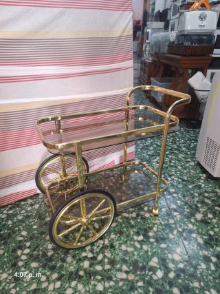 Carrito Bar Camarera Vintage Dorado Cristal