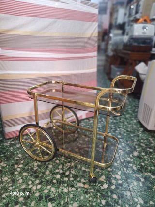 Carrito Bar Camarera Vintage Dorado Cristal