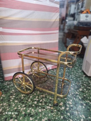 Carrito Bar Camarera Vintage Dorado Cristal