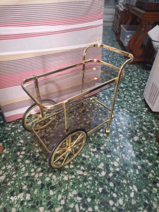 Carrito Bar Camarera Vintage Dorado Cristal