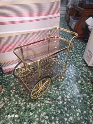 Carrito Bar Camarera Vintage Dorado Cristal