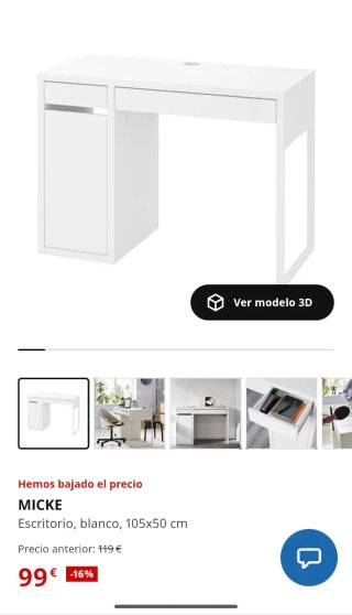 Escritorio blanco con cajón y puerta
