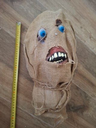 Careta cabeza Halloween tela arpillera