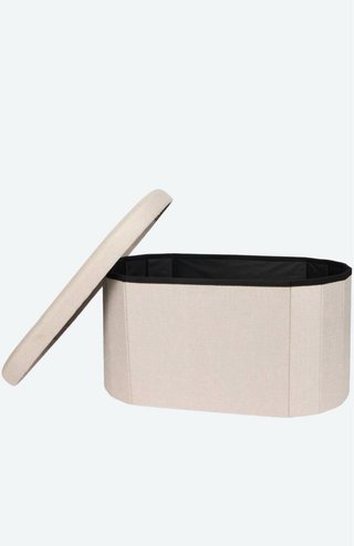 Puff pie de cama beige tela