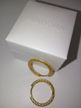 Pendientes Aro Pandora Dorados Brillantes