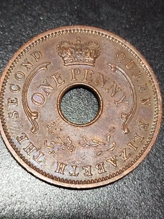 Moneda Nigeria 1 Penny Reina Isabel II