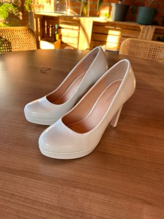 Zapatos de tacón plataforma blancos Talla 36