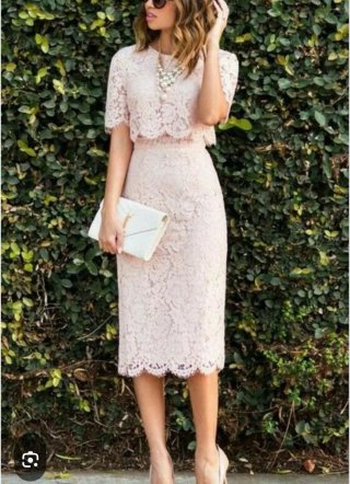 Vestido rosa palo encaje nuevo con etiqueta