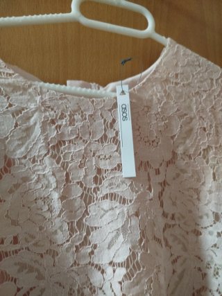 Vestido rosa palo encaje nuevo con etiqueta