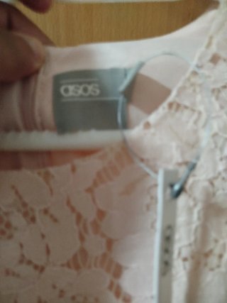 Vestido rosa palo encaje nuevo con etiqueta