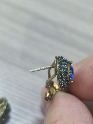 Pendientes Vintage Plata S925 Baño Oro Azul