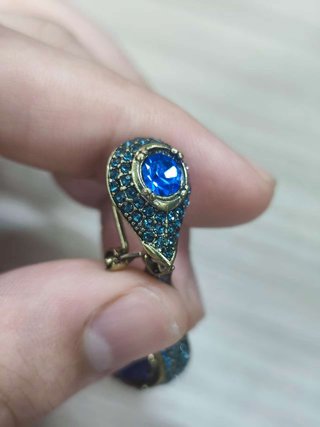 Pendientes Vintage Plata S925 Baño Oro Azul