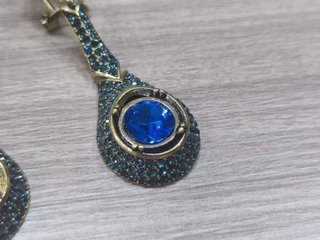 Pendientes Vintage Plata S925 Baño Oro Azul