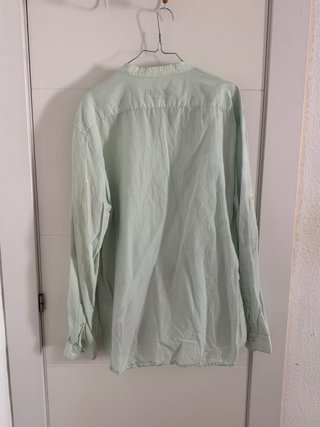 Camisa Zara verde cuello mao