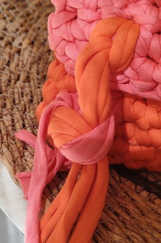 Pochette crochet fait main rose orange / Bolso...