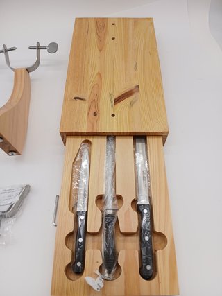 Fackelmann Soporte Jamonero con Cajón Extraíble con Cuchillo Jamonero, Chaira y Cuchillo Mondador, d