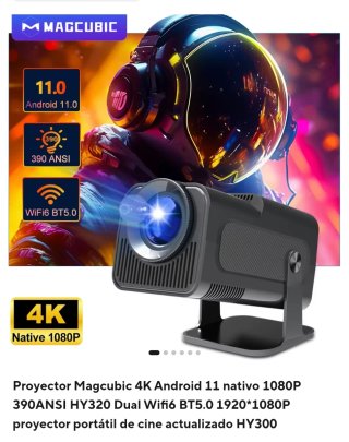 Proyector Hy320 4k 1080p + pantalla 100"