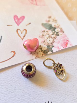 Lote 3 charms corazón y circonitas