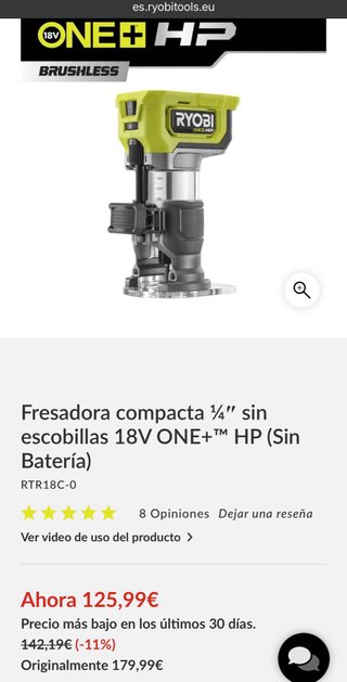 Fresadora compacta Ryobi 18V ONE+ HP