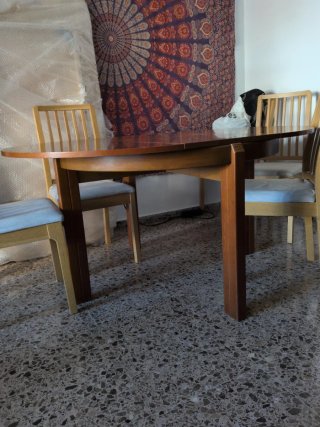 Mesa comedor vintage extensible de madera