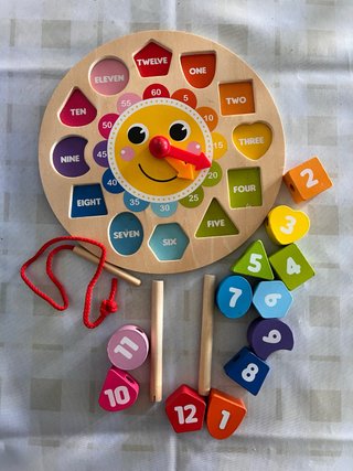 Juguete Educativo Reloj Madera Números Formas